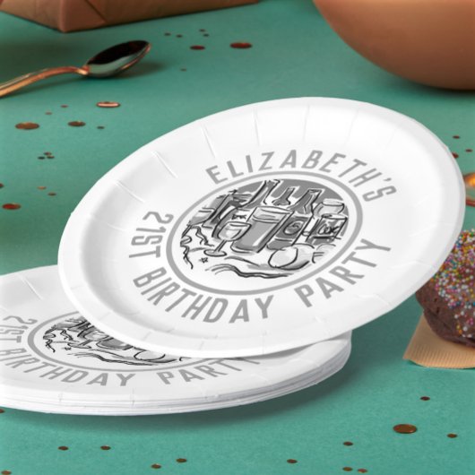 Viering van de 21e verjaardag van de 21e verjaarda papieren bordje