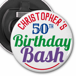 Viering van de 50e verjaardag van de 50e verjaarda button flesopener