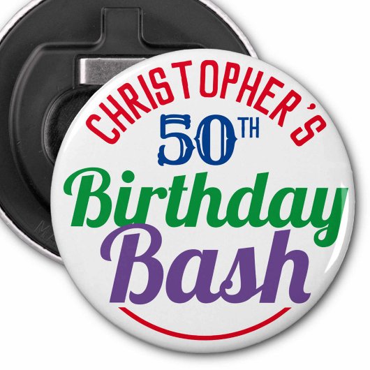 Viering van de 50e verjaardag van de 50e verjaarda button flesopener