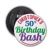 Viering van de 50e verjaardag van de 50e verjaarda button flesopener (Voorkant)