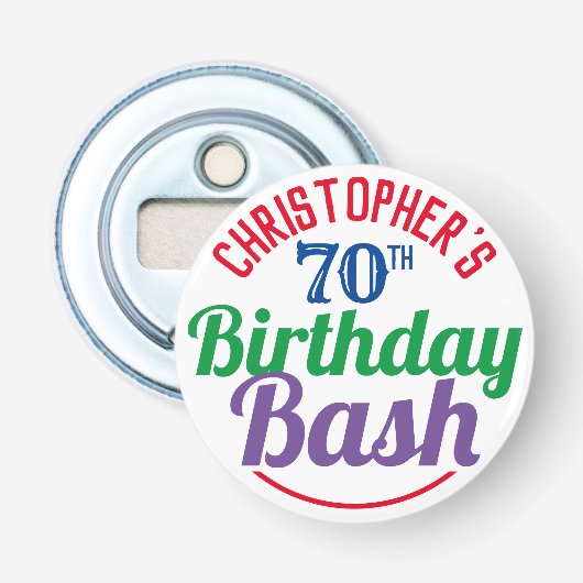 Viering van de 70ste verjaardag van de geboorte button flesopener (Voorkant)