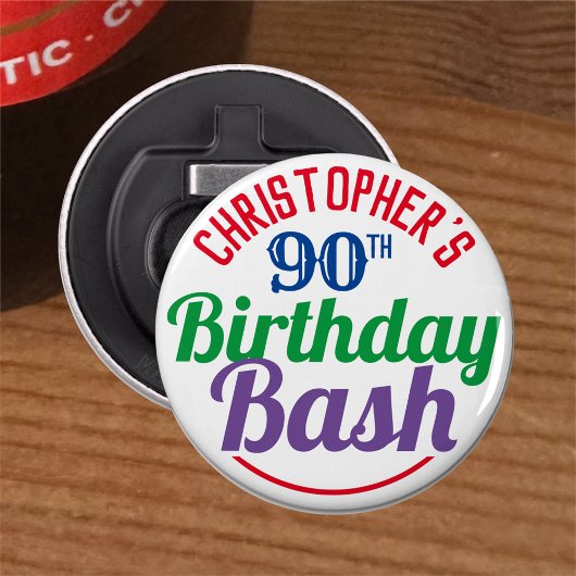 Viering van de 90e verjaardag van de geboorte button flesopener