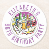 Viering van de 90e verjaardag van de geboorte ronde kartonnen onderzetter (Voorkant)