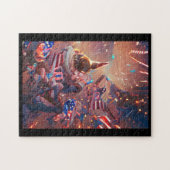 Viering van de abstracte digitale kunst op 4 juli legpuzzel (Horizontaal)