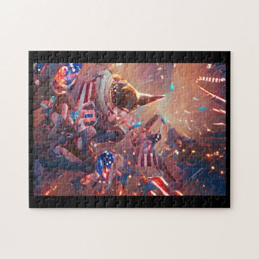 Viering van de abstracte digitale kunst op 4 juli legpuzzel (Horizontaal)