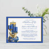 Viering van de begrafenis Memorial Blue Candle Kaart (Staand voorkant)