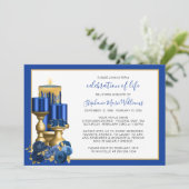 Viering van de begrafenis Memorial Blue Candle Kaart (Staand voorkant)