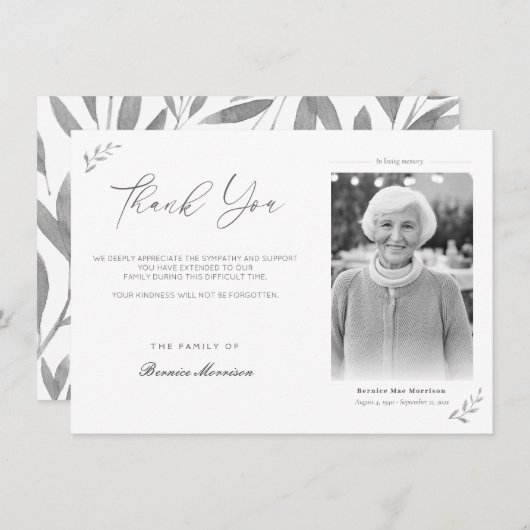 Viering van de begrafenis van de begrafenis Memori Bedankkaart (Voorkant / Achterkant)