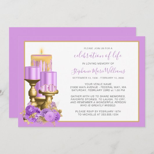 Viering van de begrafenis van de begrafenis Memori Kaart (Voorkant / Achterkant)