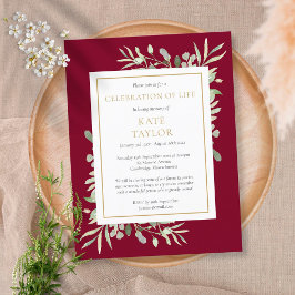 Viering van de begrafenis van de begrafenis van de aankondigingskaart