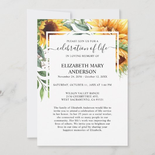 Viering van de begrafenis van de begrafenis van de kaart (Voorkant)