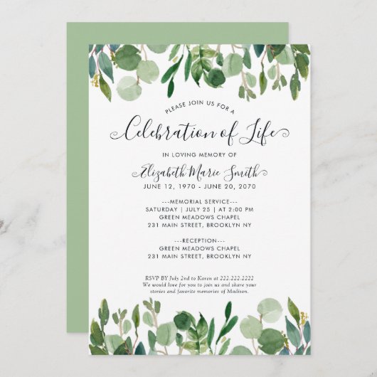 Viering van de begrafenis van de begrafenis van de kaart (Voorkant / Achterkant)