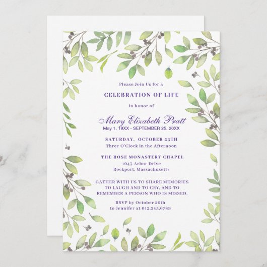 Viering van de begrafenis van de begrafenis van de kaart (Voorkant / Achterkant)