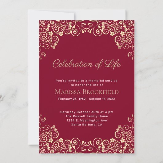 Viering van de begrafenis van de begrafenisherdenk kaart (Voorkant)