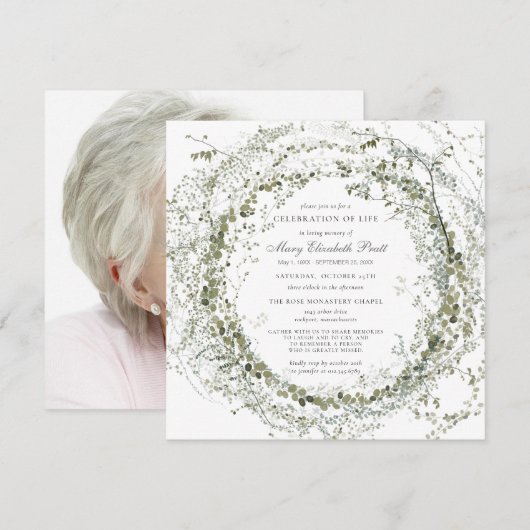 Viering van de begrafenis van de foto van het leve kaart (Voorkant / Achterkant)