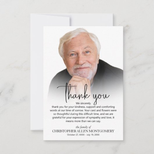 Viering van de begrafenis van de Foto van Life Bedankkaart (Voorkant)