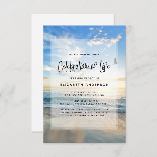 Viering van de begrafenis van de Life Ocean Funera Kaart (Voorkant / Achterkant)