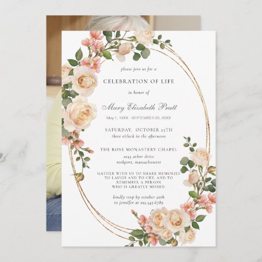 Viering van de begrafenis van het leven Foto roze  Kaart (Voorkant / Achterkant)