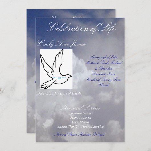 Viering van de begrafenis van het leven kaart (Voorkant / Achterkant)