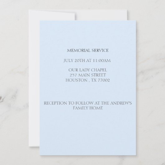 Viering van de begrafenisceremonie kaart (Achterkant)