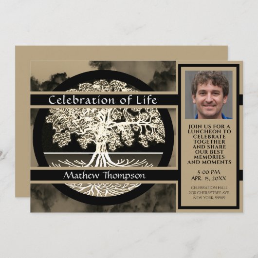 Viering van de begrafeniskaart van het leven kaart (Voorkant / Achterkant)