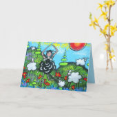 Viering van de Black Sheep Birthday Kaart (Gele Bloem)