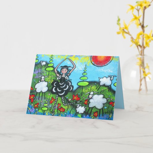 Viering van de Black Sheep Birthday Kaart (Gele Bloem)