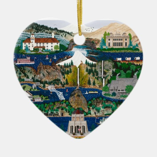 Viering van de Columbia River Gorge Keramisch Ornament (Voorkant)