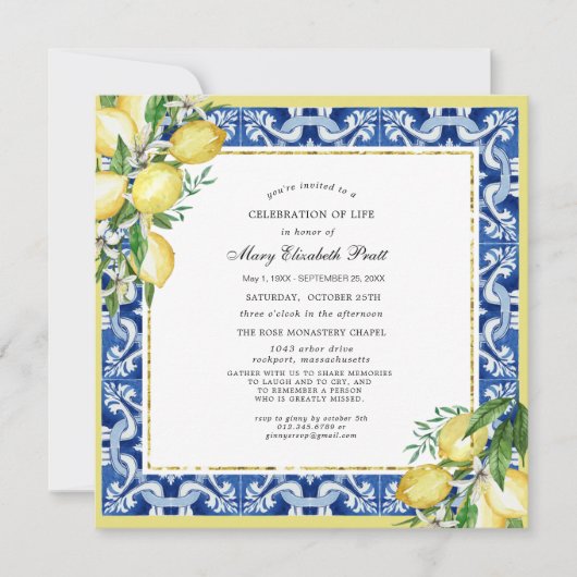 Viering van de dienst voor levensherdenking Lemon Kaart (Voorkant)