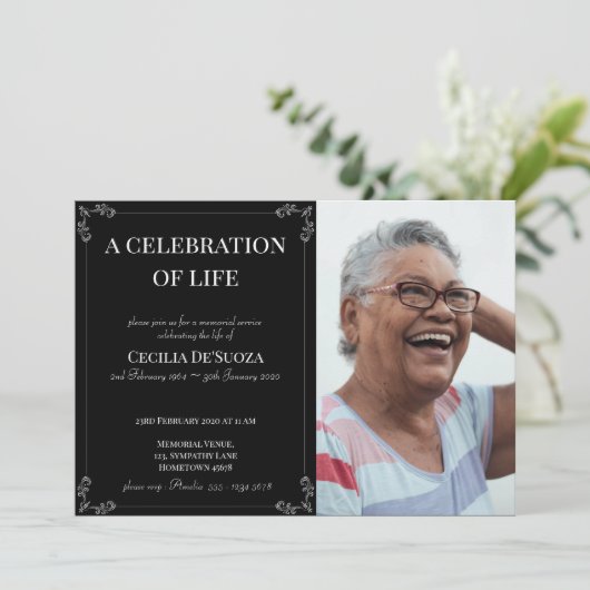 Viering van de Elegant Custom Photo Memorial Kaart (Staand voorkant)