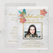 Viering van de Floral Butterfly Foto van Life Kaart (Voorkant / Achterkant)