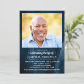 Viering van de foto van de moderne blauwe marmer v kaart (Staand voorkant)