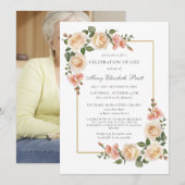 Viering van de foto van Life Pink Funeral Kaart (Voorkant / Achterkant)