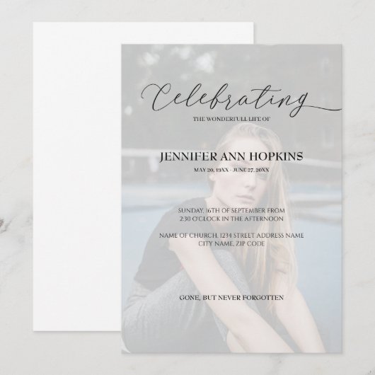 Viering van de fotouitnodiging voor het leven kaart (Voorkant / Achterkant)