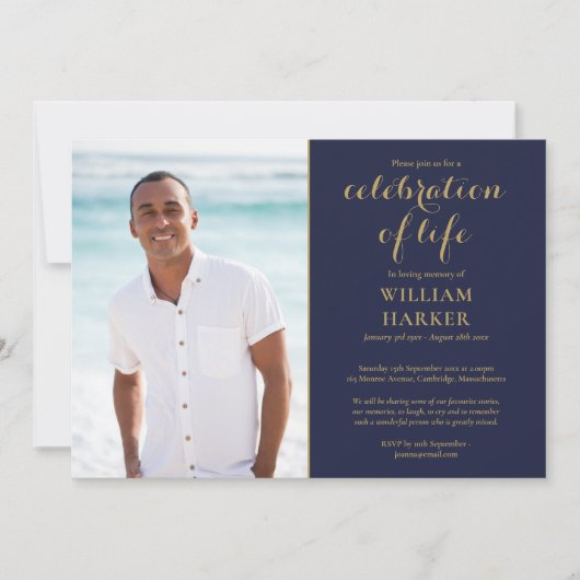 Viering van de funeale foto van het Life Navy Blue Kaart (Voorkant)