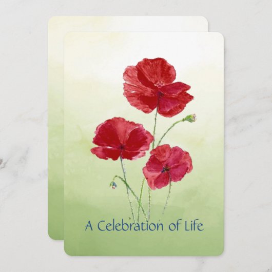 Viering van de Garden Poppy Flower van Life Servic Kaart (Voorkant / Achterkant)