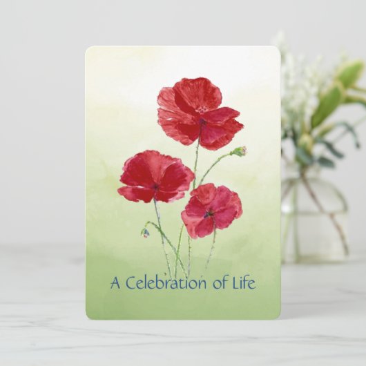 Viering van de Garden Poppy Flower van Life Servic Kaart (Staand voorkant)