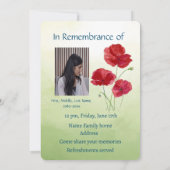 Viering van de Garden Poppy Flower van Life Servic Kaart (Achterkant)