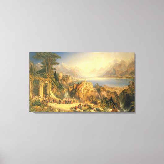 Viering van de Grape Harvest, Lake Orta, North it Canvas Afdruk (Voorkant)