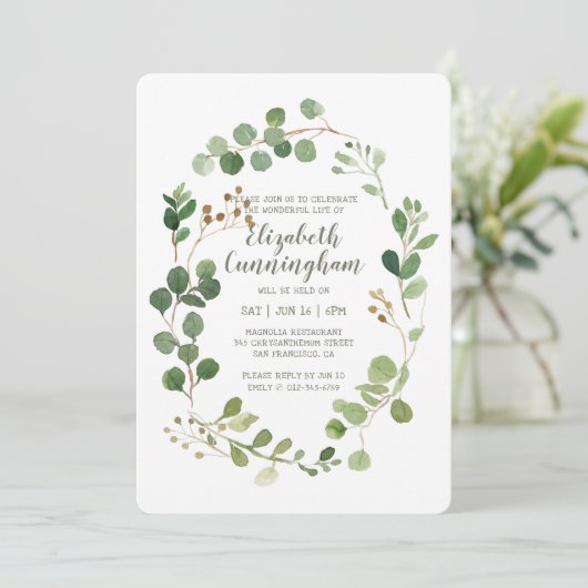 Viering van de Greenery Foliage van de Waterverf v Kaart (Staand voorkant)