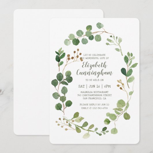 Viering van de Greenery Foliage van de Waterverf v Kaart (Voorkant / Achterkant)