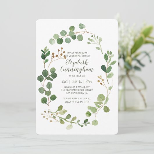 Viering van de Greenery Foliage van de Waterverf v Kaart (Staand voorkant)