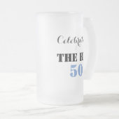 Viering van de GROTE 50 50ste verjaardag Matglas Bierpul (Voorkant rechts)