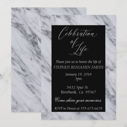 Viering van de herdenkingsdienst van het leven Zwa Kaart (Voorkant / Achterkant)