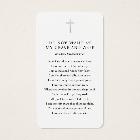 Viering van de Kaart van het begrafenis Memorial P (Achterkant)