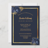 Viering van de levensherbegrafenis blauwe goudfoto kaart (Achterkant)