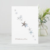 Viering van de liefde, Starfish bruiloft uitnodigi Kaart (Staand voorkant)