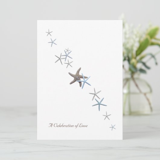 Viering van de liefde, Starfish bruiloft uitnodigi Kaart (Staand voorkant)