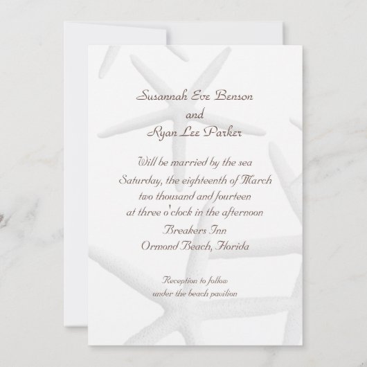 Viering van de liefde, Starfish bruiloft uitnodigi Kaart (Achterkant)