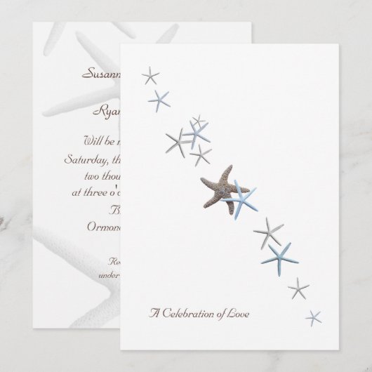 Viering van de liefde, Starfish bruiloft uitnodigi Kaart (Voorkant / Achterkant)